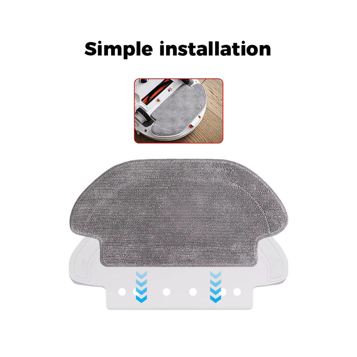 WINDNINJA Mikrofaser Nasswischmopp-Tuch in Grau für Xiaomi Mijia Mop 2S Pro P 3C S10EUS LDS STYTJ02YM und VIOMI V2Pro V3 SE S12 Saugroboter Zubehör - Bild 2