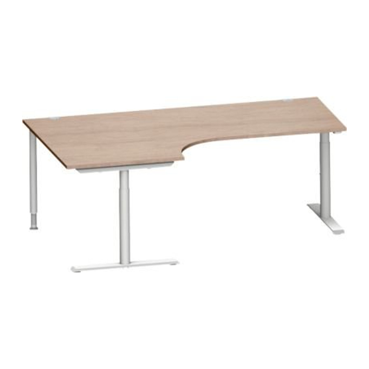 Winkelschreibtisch Schäfer Shop Genius MODENA FLEX 90 mit T-Fuß-Rundrohr, Ansatz links, Eiche-Dekor/weißalu, Breite: 200 cm - Bild 1