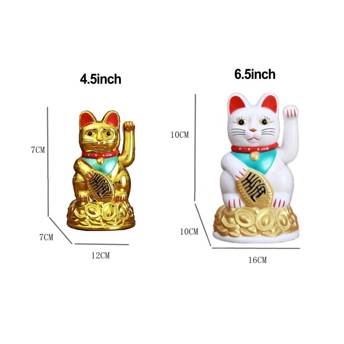 Winkende Glückskatze Maneki Neko in Weiß und Gold von Warmer home, Höhe: 16,5 cm - Bild 1