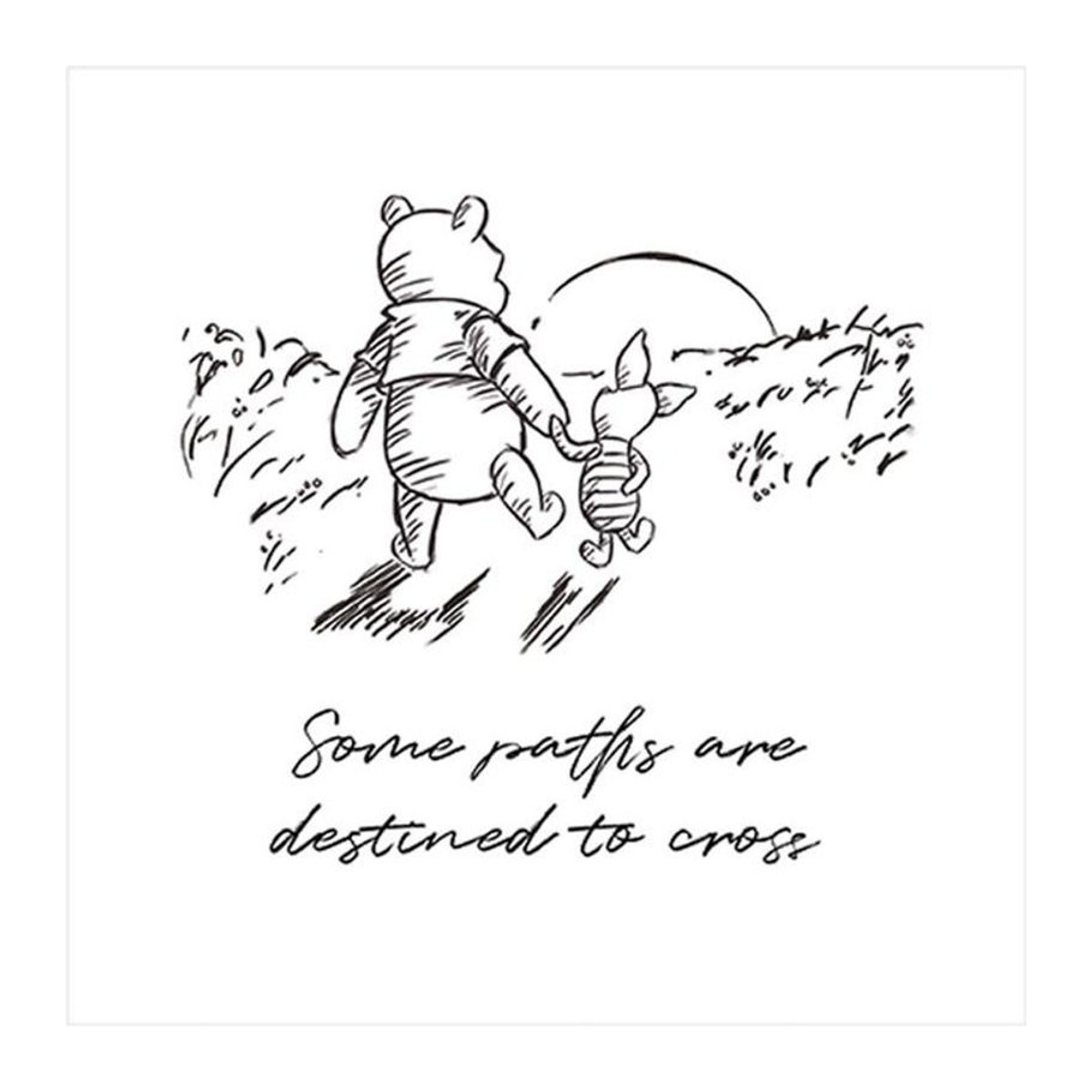 Winnie the Pooh Paths Kunstdruck auf Papier in Weiß/Schwarz, Breite: 30 cm, Höhe: 30 cm - Bild 1