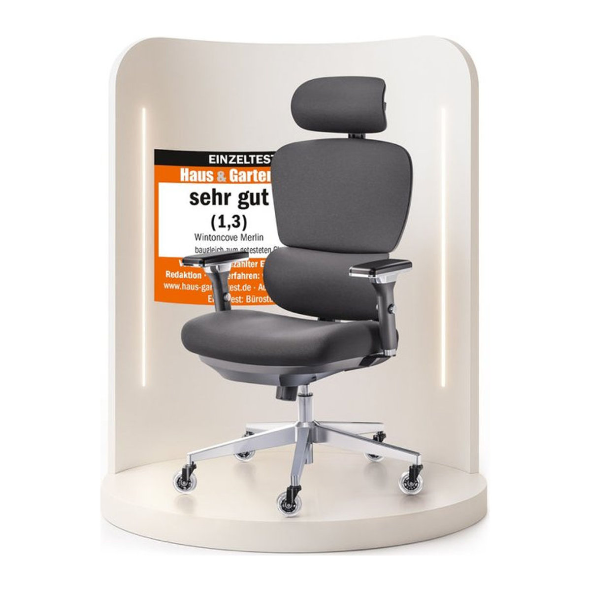 WINTONCOVE Merlin Ergonomischer Bürostuhl aus Kunstleder in Schwarz - Bild 1