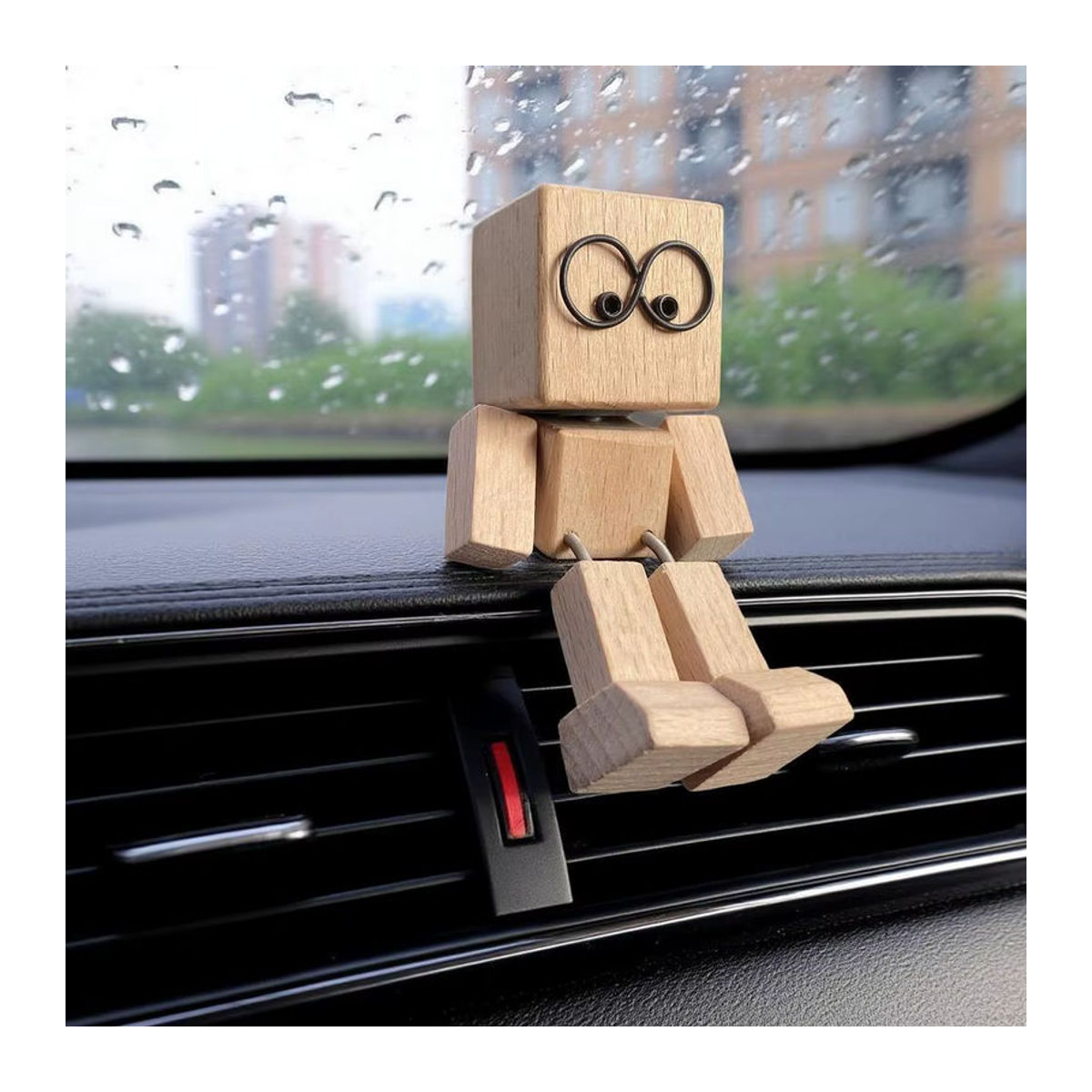 Wippende Holzfigur Mensch als Auto-Armaturenbrett Dekoration in Braun - Bild 3