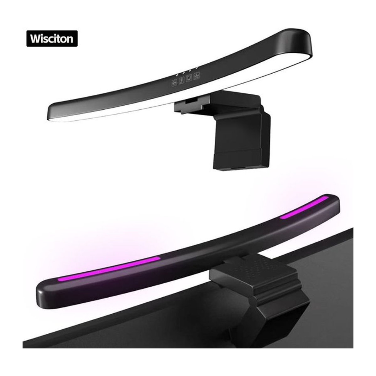 Wisciton LED Computer Monitor Lichtleiste mit stufenloser Dimmung und RGB Hintergrundbeleuchtung in minimalistischem Design - Bild 1