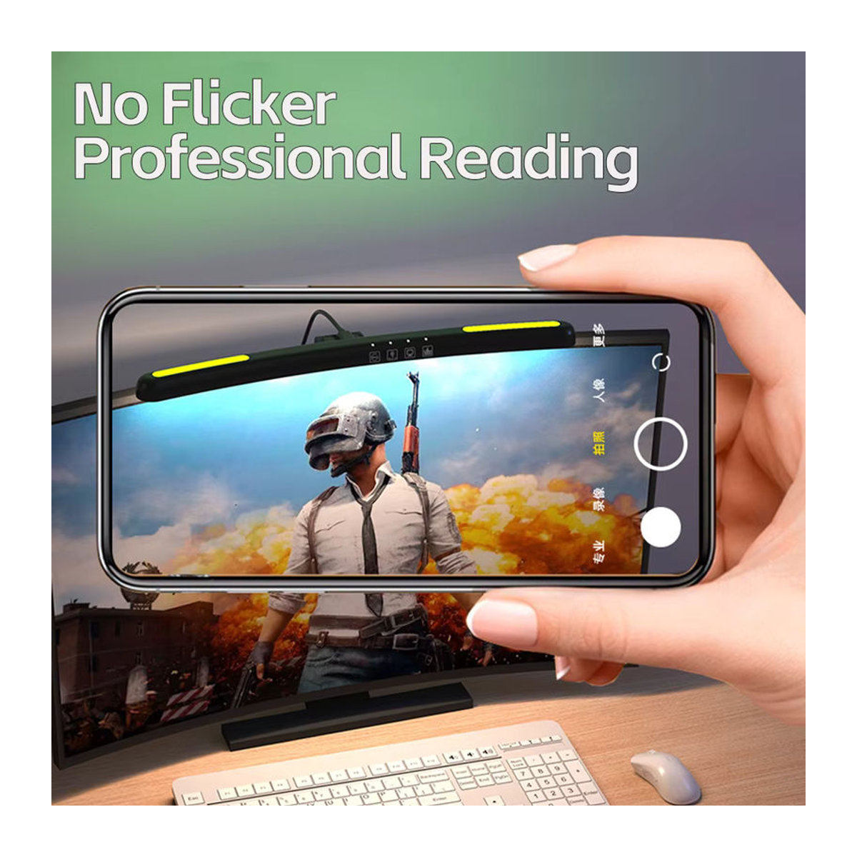 Wisciton LED Computer Monitor Lichtleiste mit stufenloser Dimmung und RGB Hintergrundbeleuchtung in minimalistischem Design - Bild 3