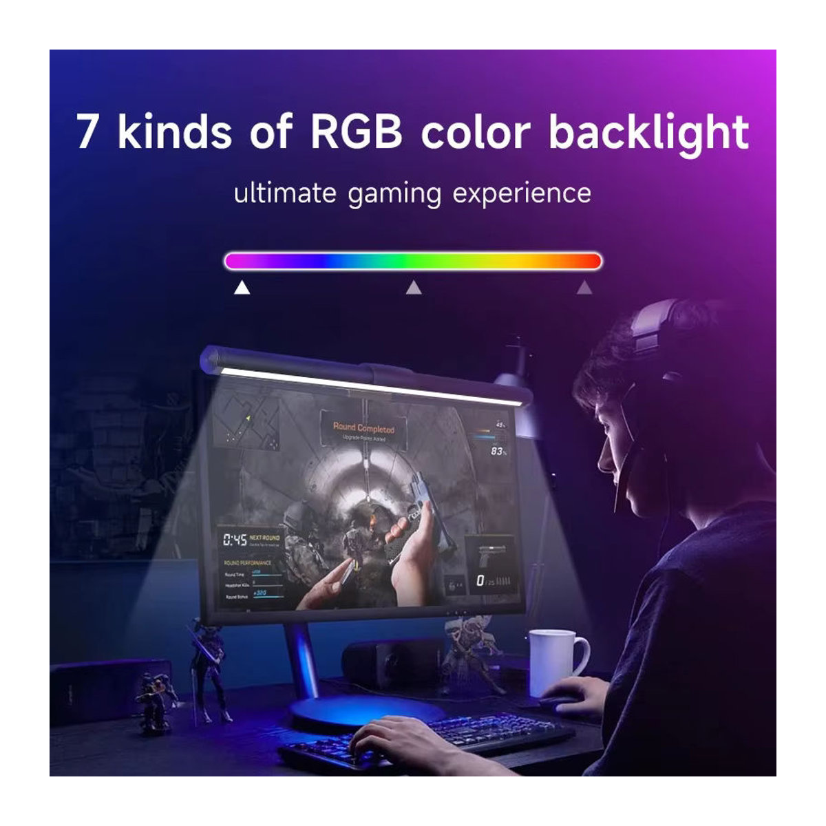 Wisciton LED PC Monitor Bildschirm Licht Streifen RGB Atmosphäre Lampe zur Augenpflege für Arbeit, Spiel und Lernen, Minimalistisch - Bild 6