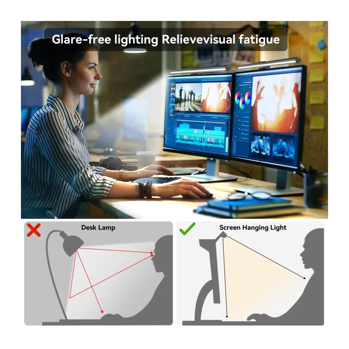 Wisciton RGB LED Monitor Lichtleiste Modern für Gaming und Arbeit, Breite: 44 cm - Bild 6