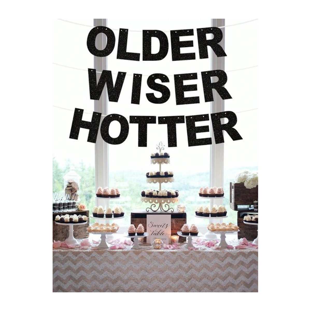 Wiser Hotter Flash Happy Birthday Party-Banner aus Papier in Grau und Schwarz für Erwachsene - Bild 1