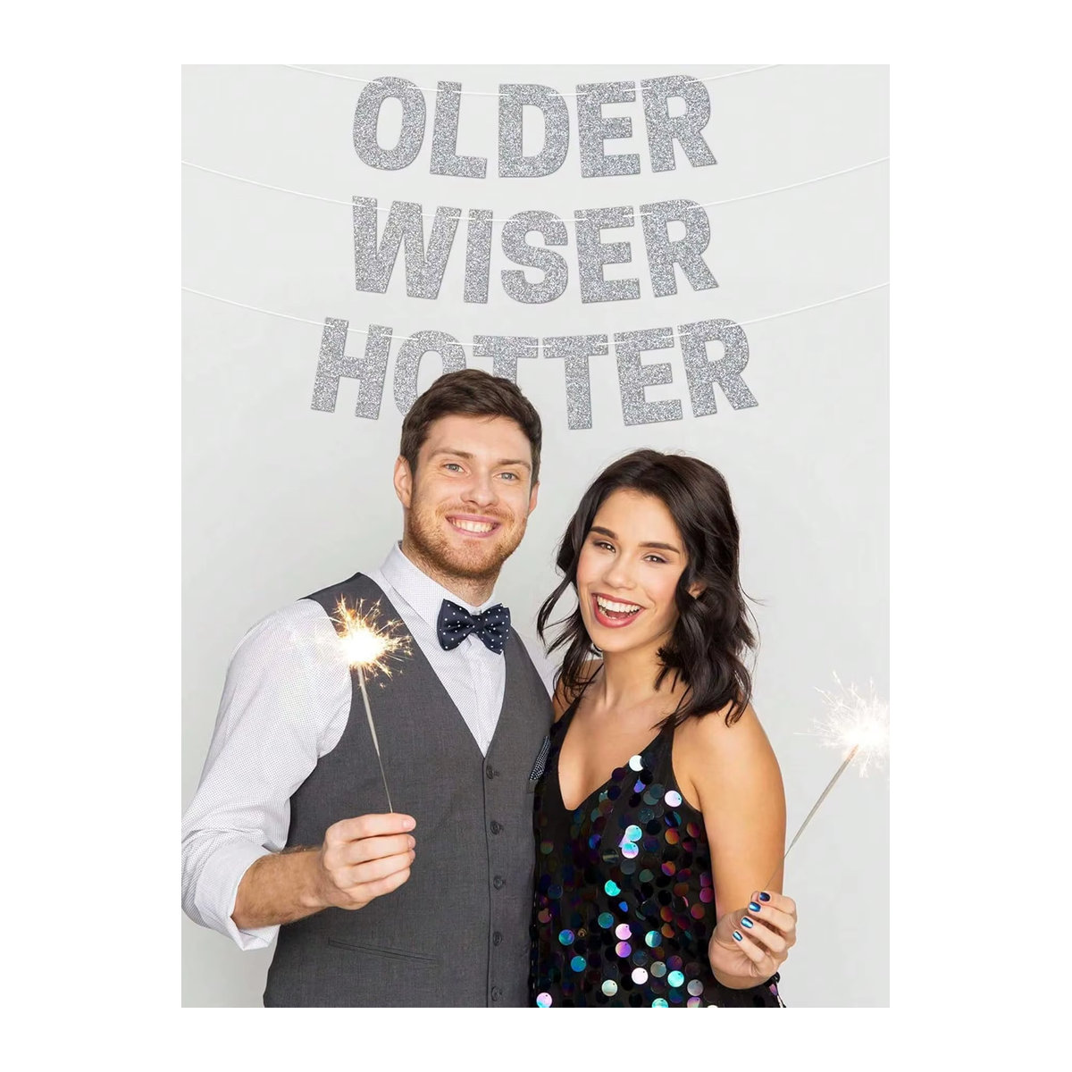 Wiser Hotter Flash Happy Birthday Party-Banner aus Papier in Grau und Schwarz für Erwachsene - Bild 2