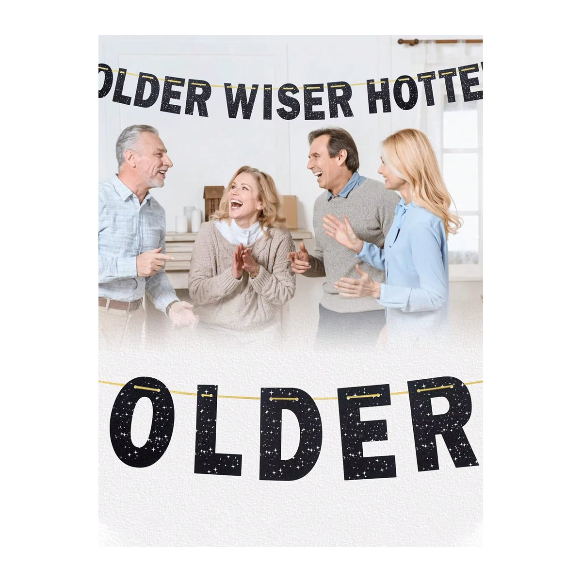Wiser Hotter Flash Happy Birthday Party-Banner aus Papier in Grau und Schwarz für Erwachsene - Bild 3