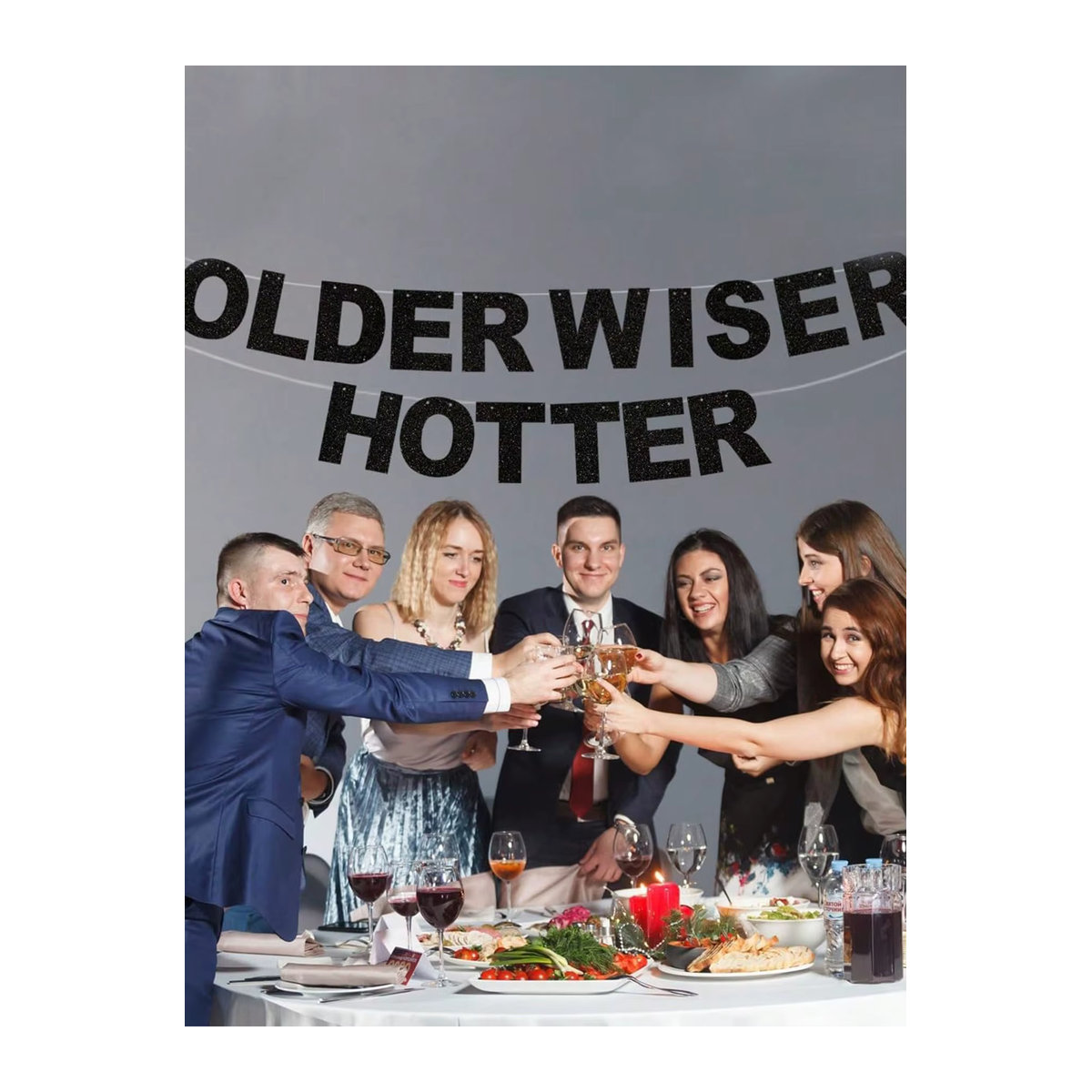 Wiser Hotter Flash Happy Birthday Party-Banner aus Papier in Grau und Schwarz für Erwachsene - Bild 4