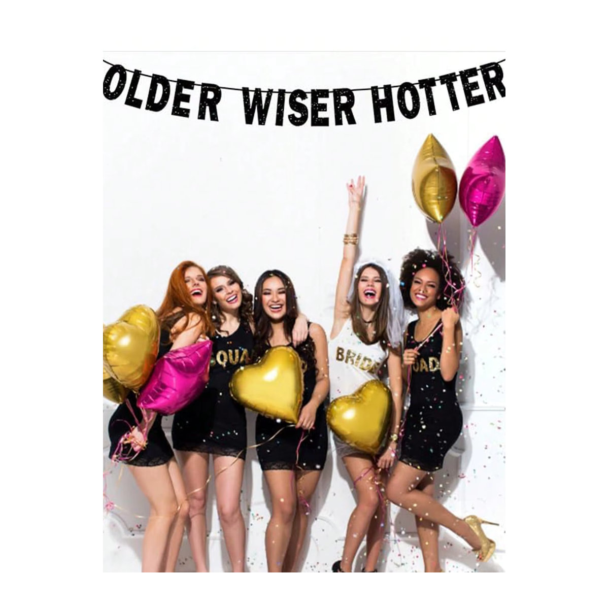 Wiser Hotter Flash Happy Birthday Party-Banner aus Papier in Grau und Schwarz für Erwachsene - Bild 6