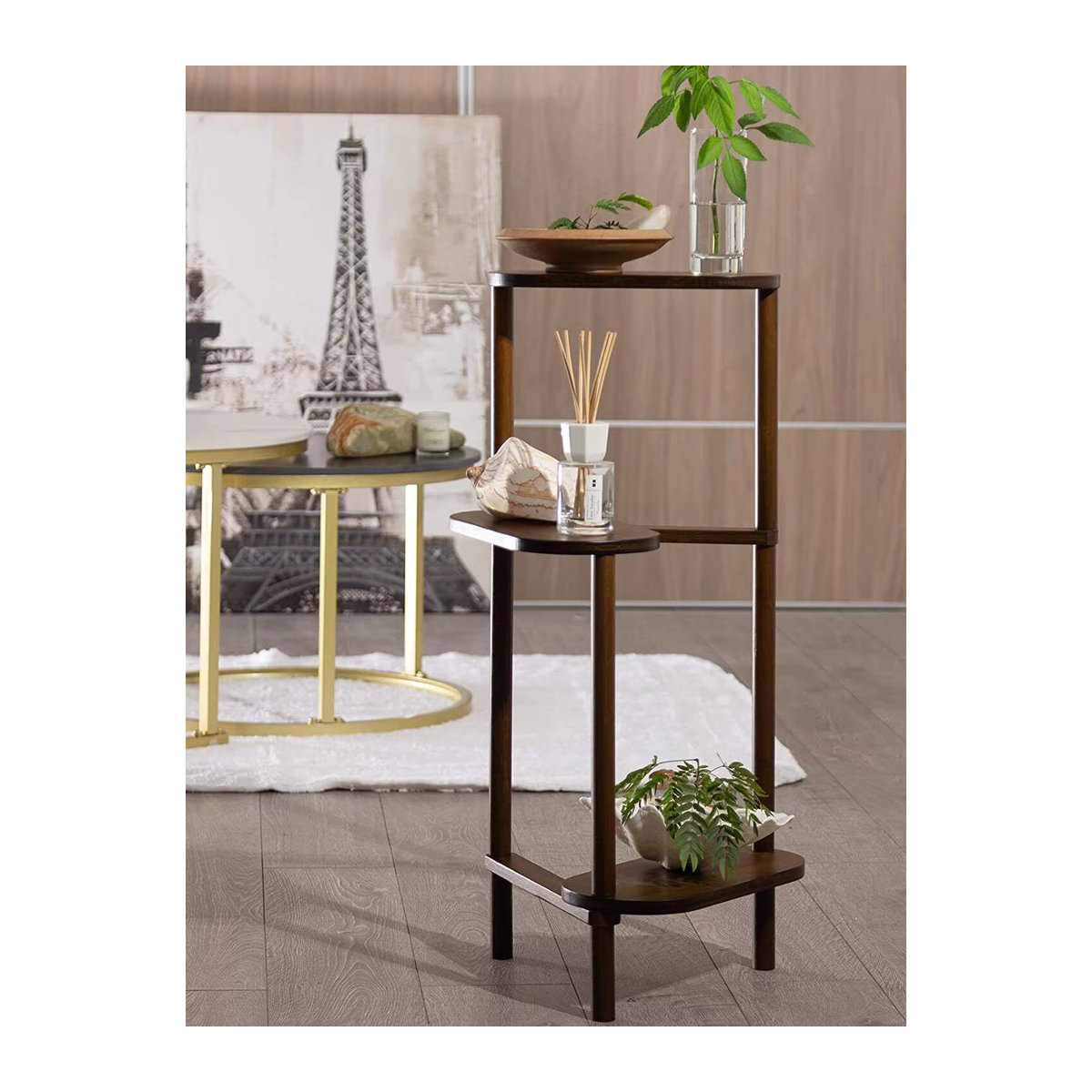 Wisfor 3-stöckiges Bambus-Pflanzenregal in Natur Braun als Blumenständer und Topfhalter für Balkon und Garten - Bild 4
