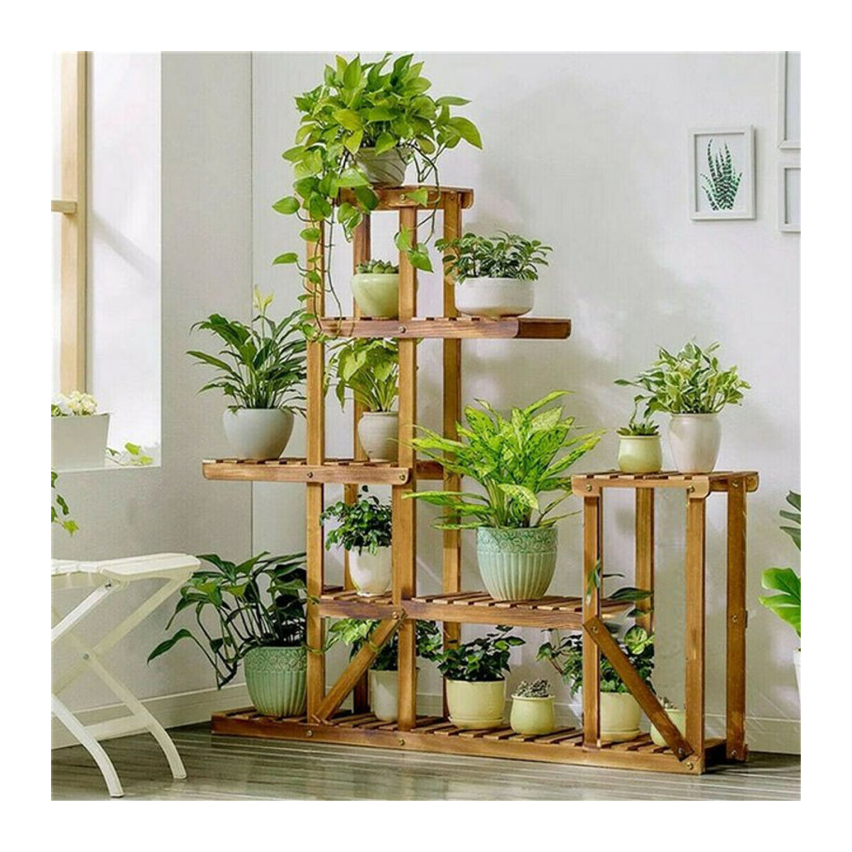 Wisfor Pflanzenregal aus Holz mit 6 Ebenen für Blumen und Töpfe für Garten und Terrasse - Bild 1