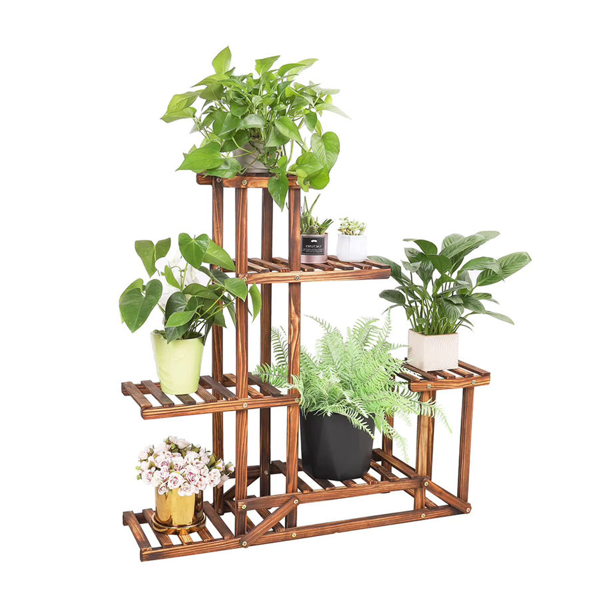 Wisfor Pflanzenregal aus Holz mit 6 Ebenen für Blumen und Töpfe für Garten und Terrasse - Bild 2
