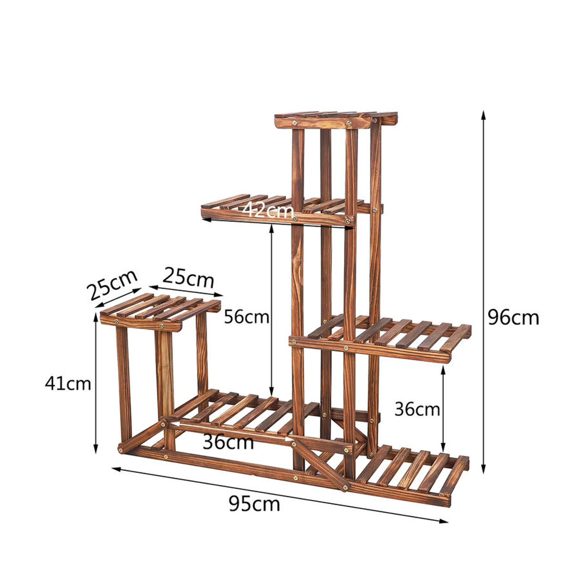 Wisfor Pflanzenregal aus Holz mit 6 Ebenen für Blumen und Töpfe für Garten und Terrasse - Bild 5