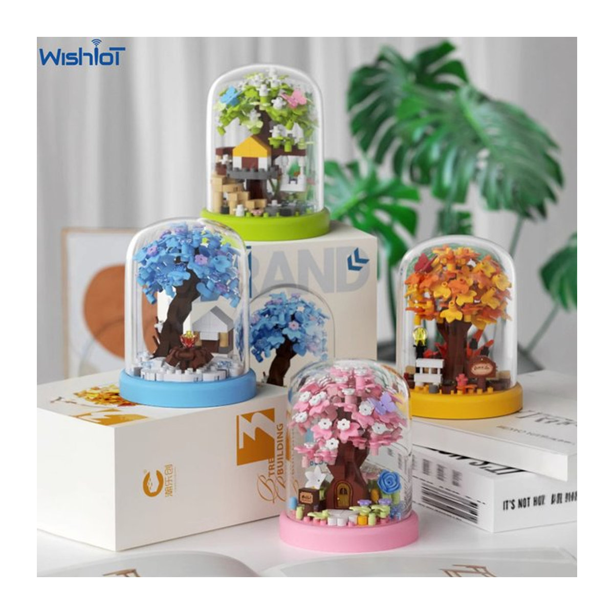 Wishiot Creative Building Blocks Set Sakura Baumhaus mit Topfpflanzen und Bonsai als Puzzle Spielzeug für Kinder in Mehrfarbig - Bild 1