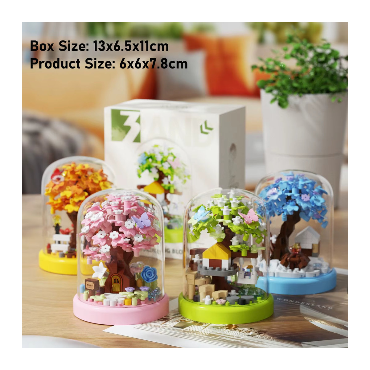 Wishiot Creative Building Blocks Set Sakura Baumhaus mit Topfpflanzen und Bonsai als Puzzle Spielzeug für Kinder in Mehrfarbig - Bild 2