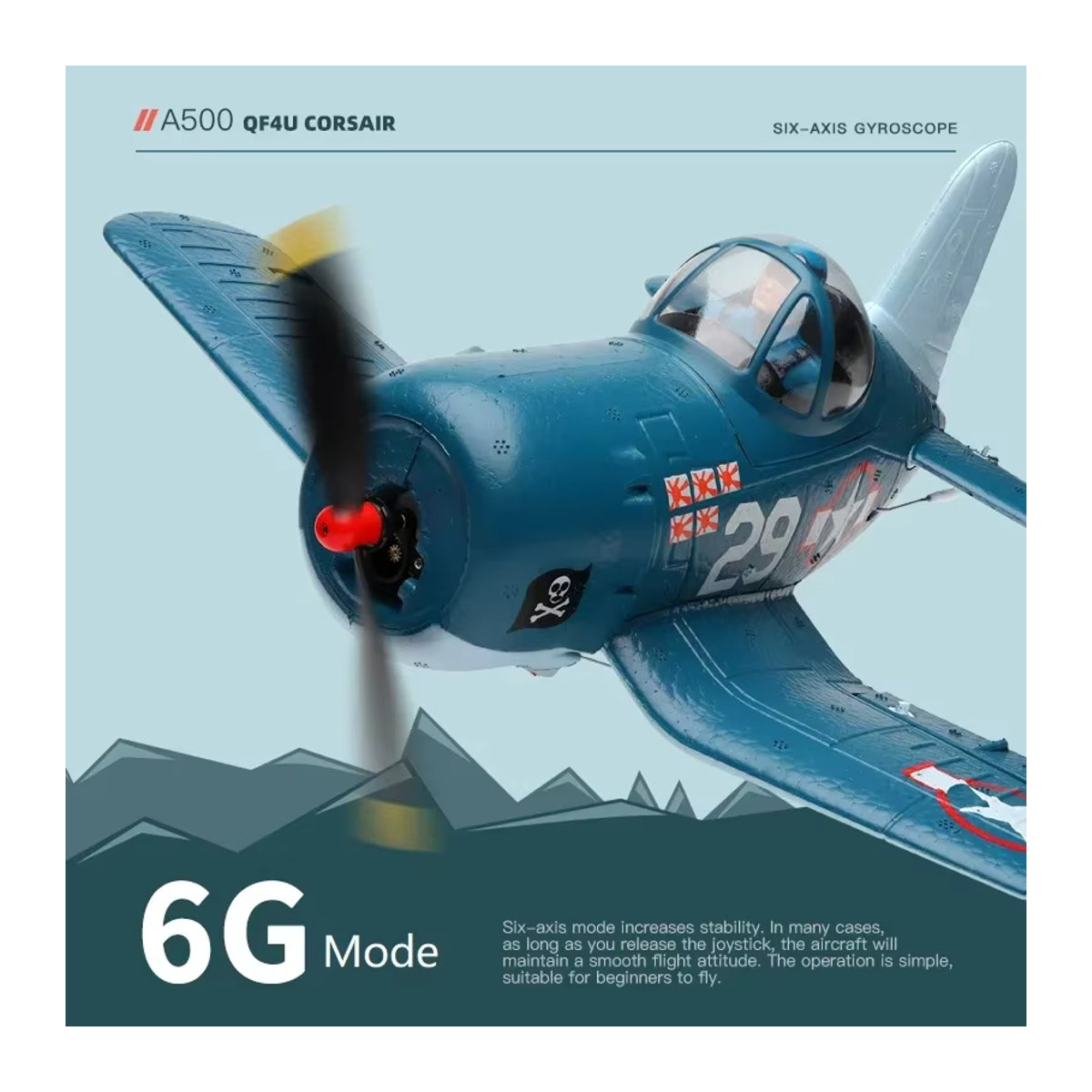 WLtoys XK A500 RC Flugzeug QF4U Kämpfer in Blau mit Fernbedienung und 6G Modus - Bild 4