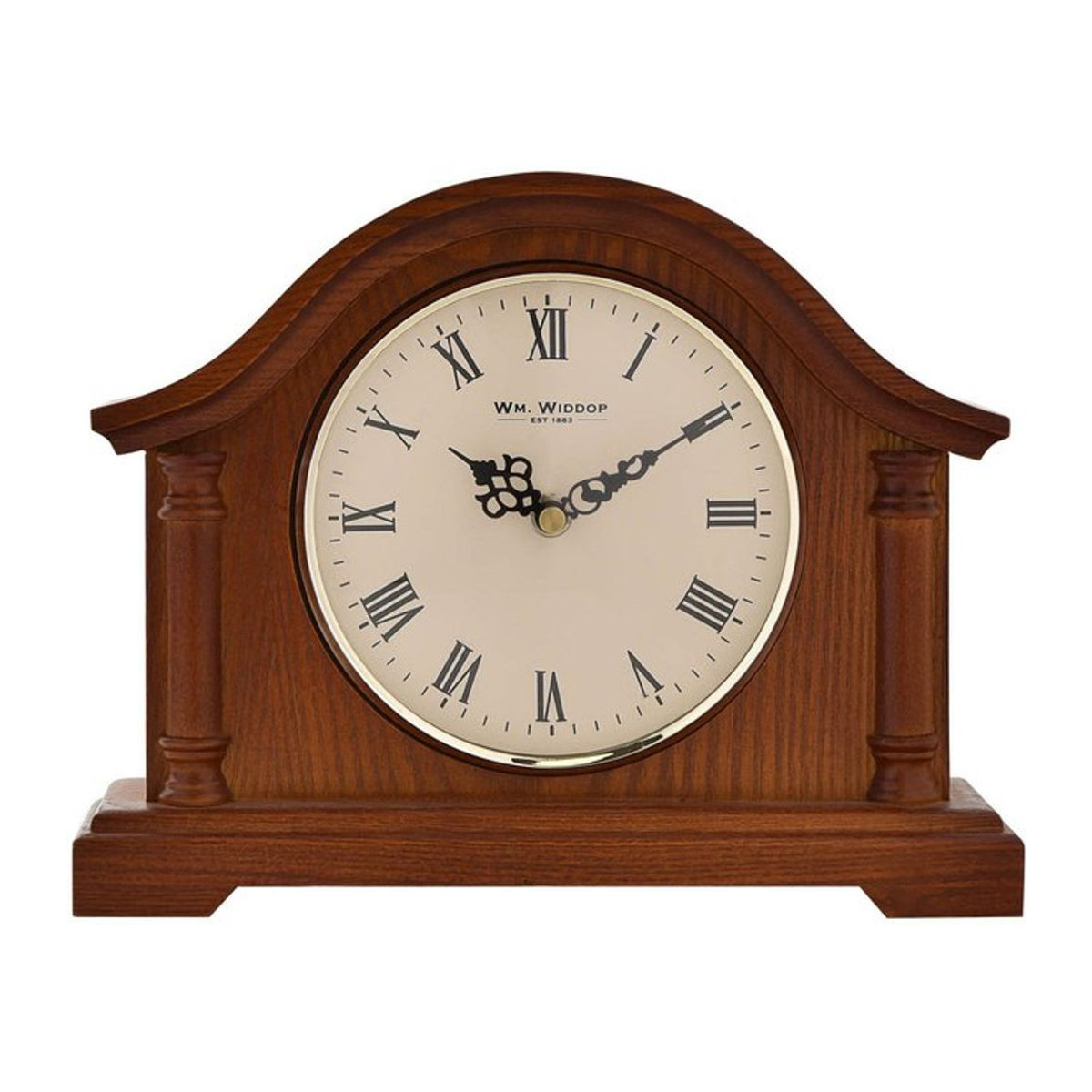 Wm.Widdop Vintage Analog-Tischuhr aus Holz und Metall in Braun mit silbernem Gehäuse - Bild 1