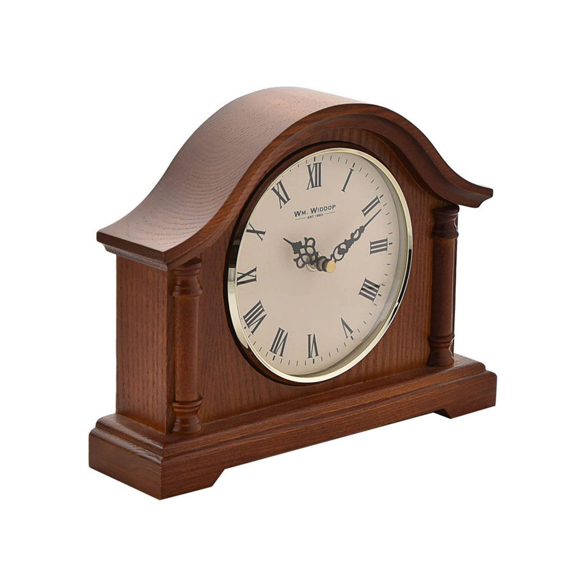 Wm.Widdop Vintage Analog-Tischuhr aus Holz und Metall in Braun mit silbernem Gehäuse - Bild 2