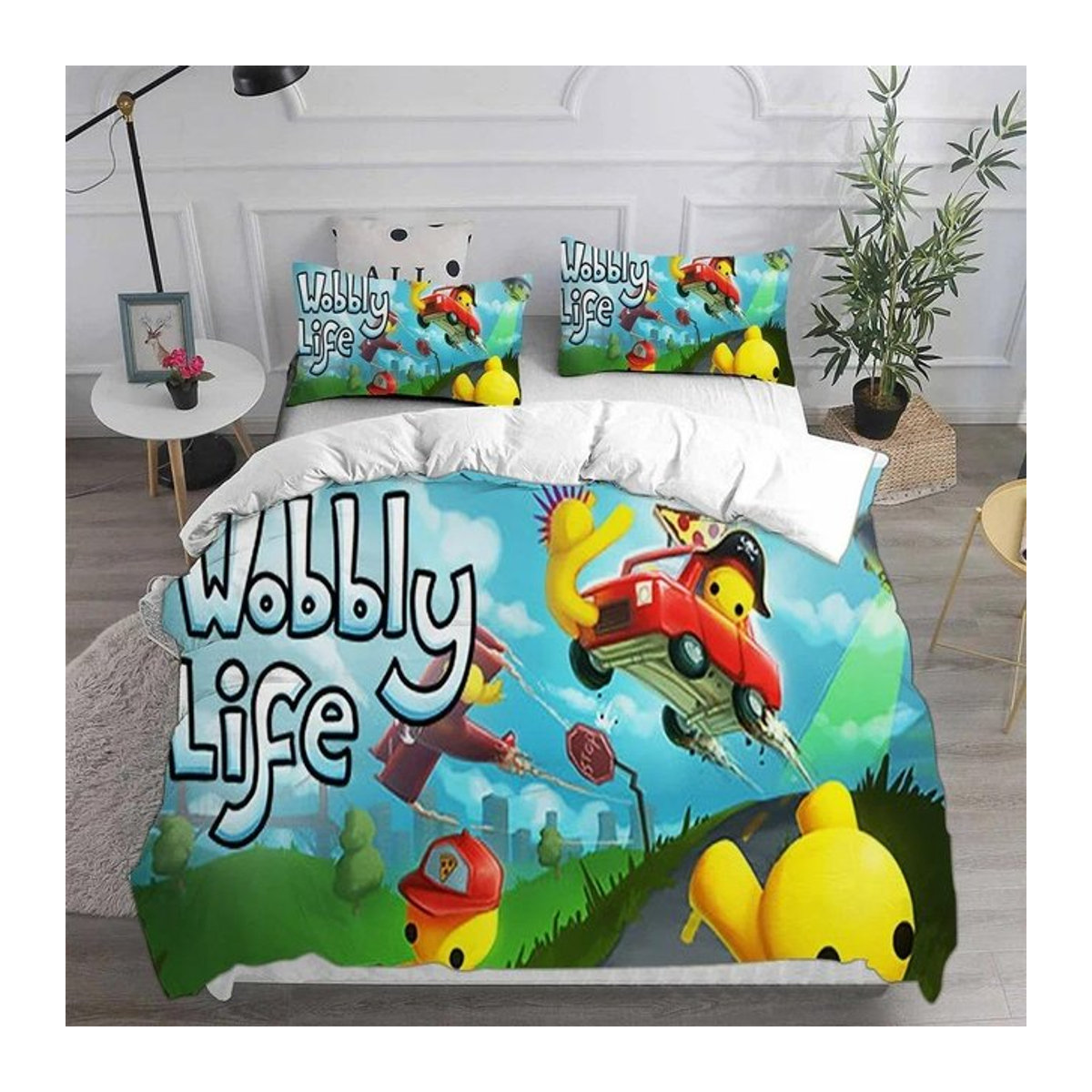 Wobbly & Life Einzelbettwäsche-Set mit Bettbezug und Kissenbezug, mehrfarbig, B/H: 135 x 200 cm - Bild 1