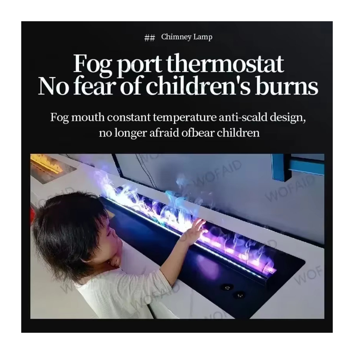 WOFAID Elektrischer 3D Wasserdampf-Kamin mit farbigem Flammeneffekt aus Glas für Innenräume - Bild 2