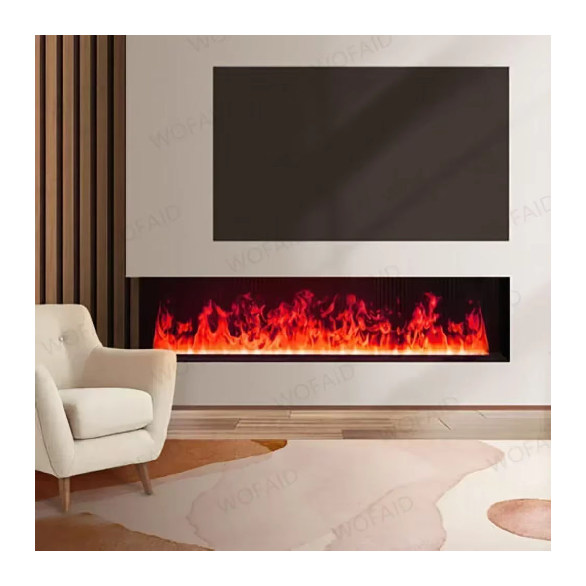 WOFAID Elektrischer 3D Wasserdampf-Kamin mit farbigem Flammeneffekt aus Glas für Innenräume - Bild 3