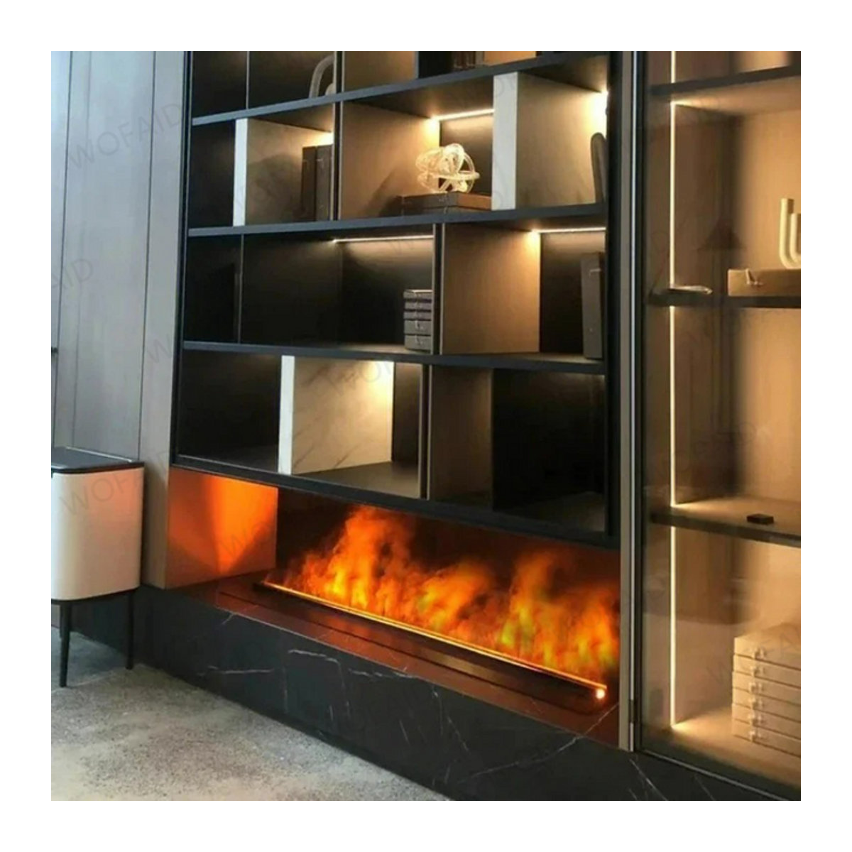 WOFAID Intelligenter 3D-Simulations-Dampfkamin aus Glas, Wandmontierter Elektrischer Kamin mit Luftbefeuchter und Flammen-Effekt, Mehrfarbig, Modernes Design - Bild 1