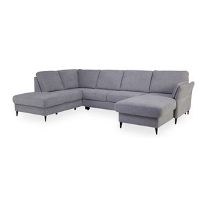 Wohnlandschaft SYSTEMPOLSTER ZAZOU in Grau und Silber aus Polyester-Stoff, B/T/H: 200 x 192 x 56 cm