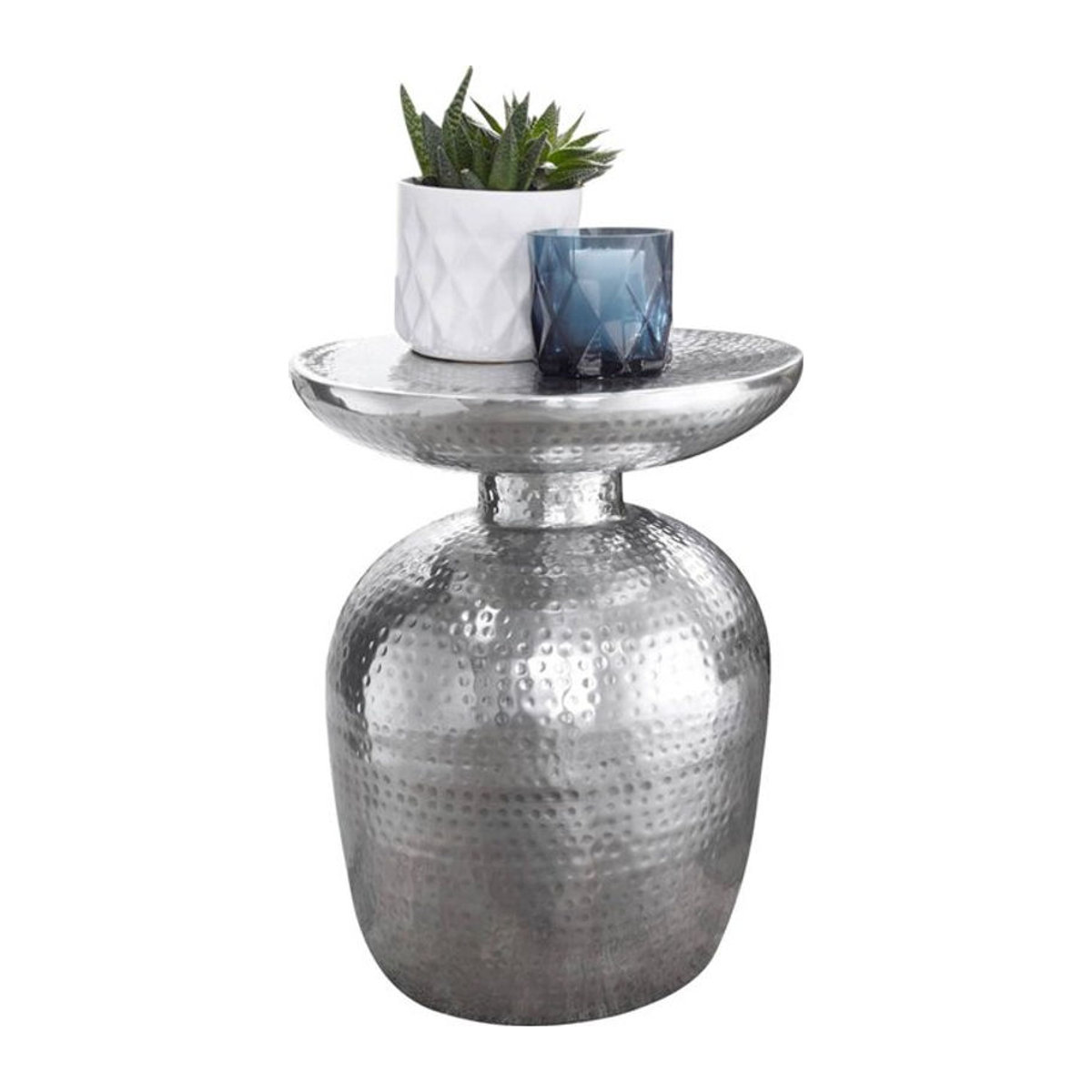Wohnling Beistelltisch aus Aluminium in Silber, rund, Modern & Orientalisch, B/T/H: 36,5 x 36,5 x 46 cm - Bild 1
