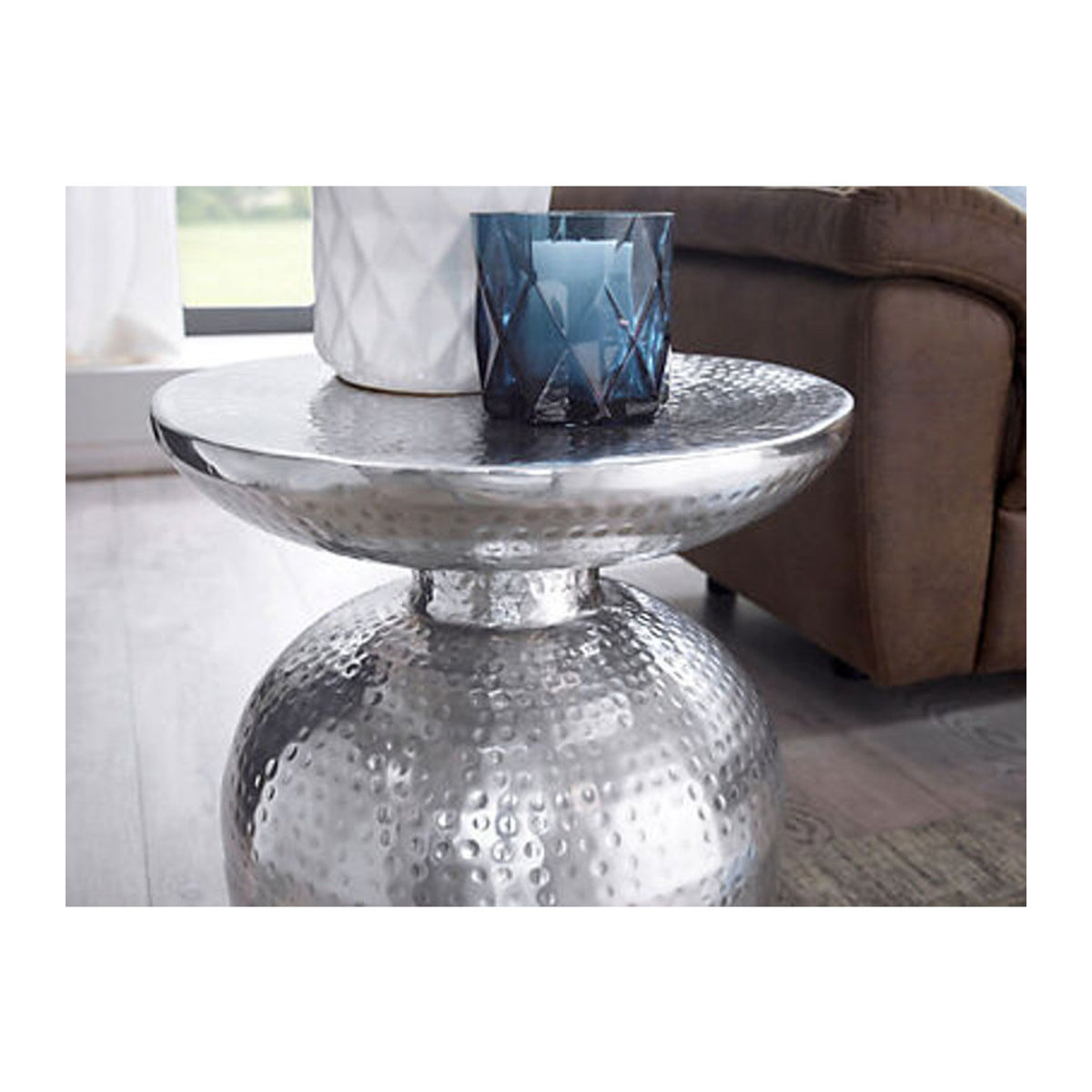 Wohnling Beistelltisch aus Aluminium in Silber, rund, Modern & Orientalisch, B/T/H: 36,5 x 36,5 x 46 cm - Bild 2