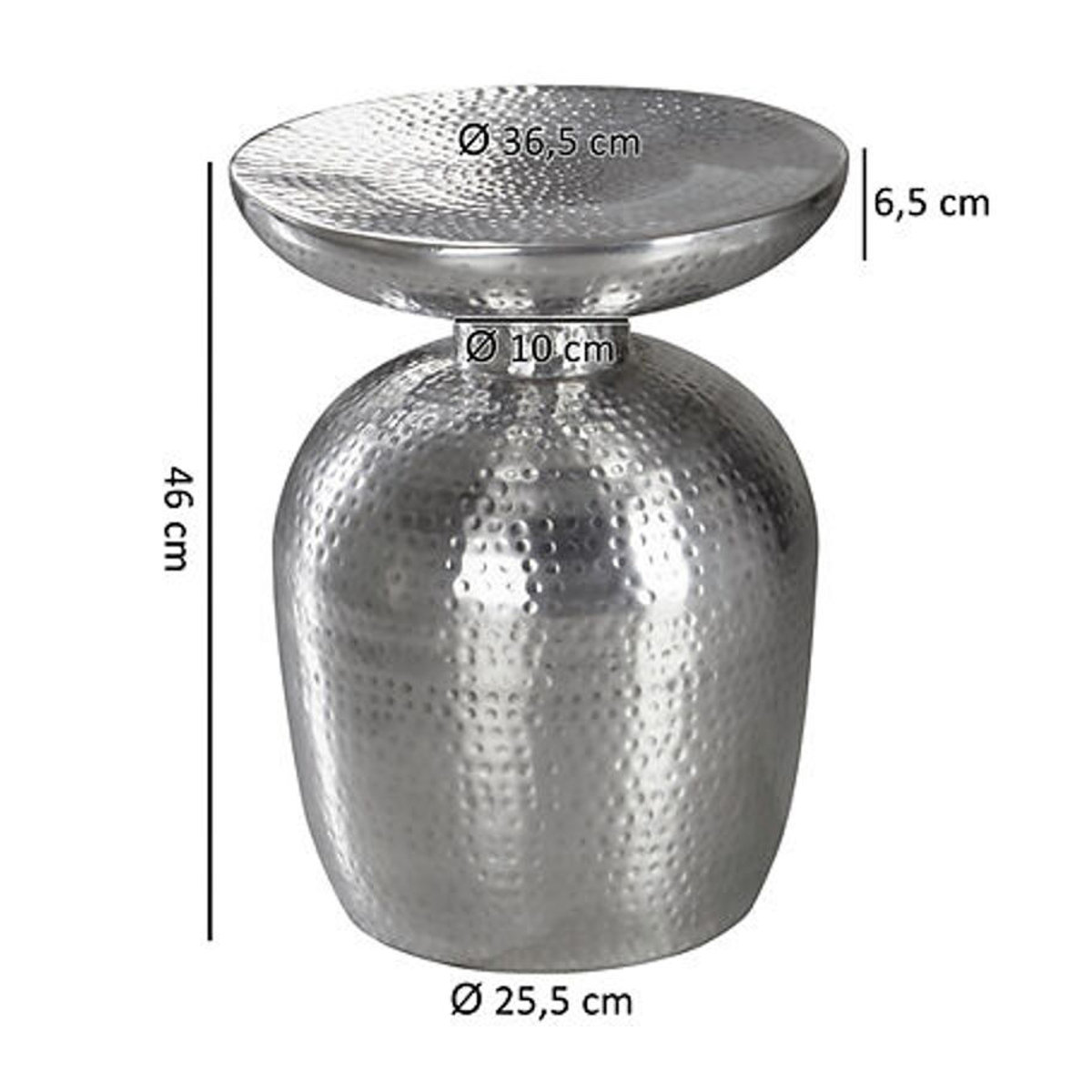 Wohnling Beistelltisch aus Aluminium in Silber, rund, Modern & Orientalisch, B/T/H: 36,5 x 36,5 x 46 cm - Bild 3