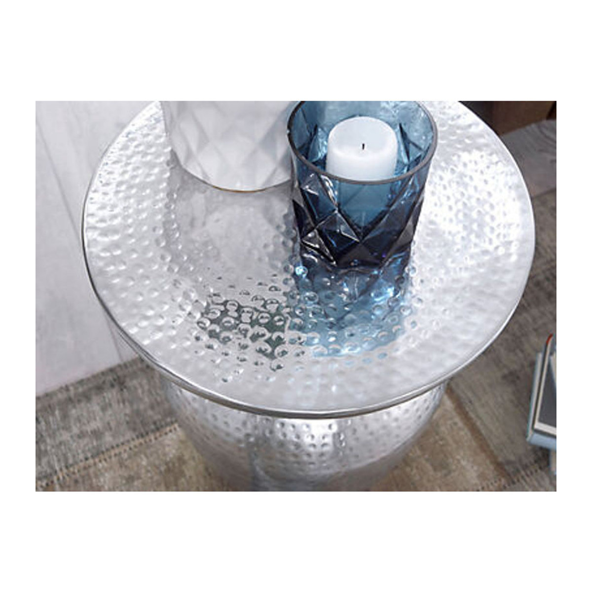 Wohnling Beistelltisch aus Aluminium in Silber, rund, Modern & Orientalisch, B/T/H: 36,5 x 36,5 x 46 cm - Bild 5