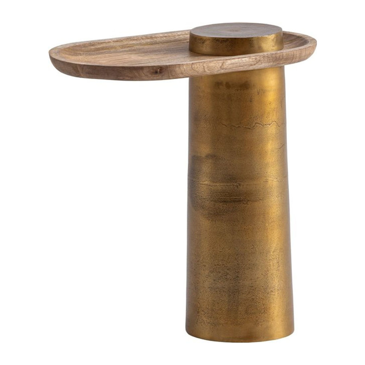 Wohnling Beistelltisch Modern aus Massivholz und Aluminium in Braun und Gold, B/H/T: 50 x 52 x 30 cm - Bild 1