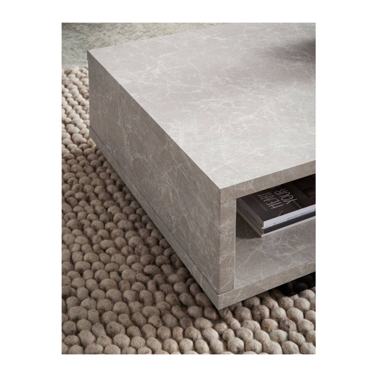 Wohnling Couchtisch Beige Schwarz Rechteckig B/H/T: 100 x 25 x 50 cm - Bild 4