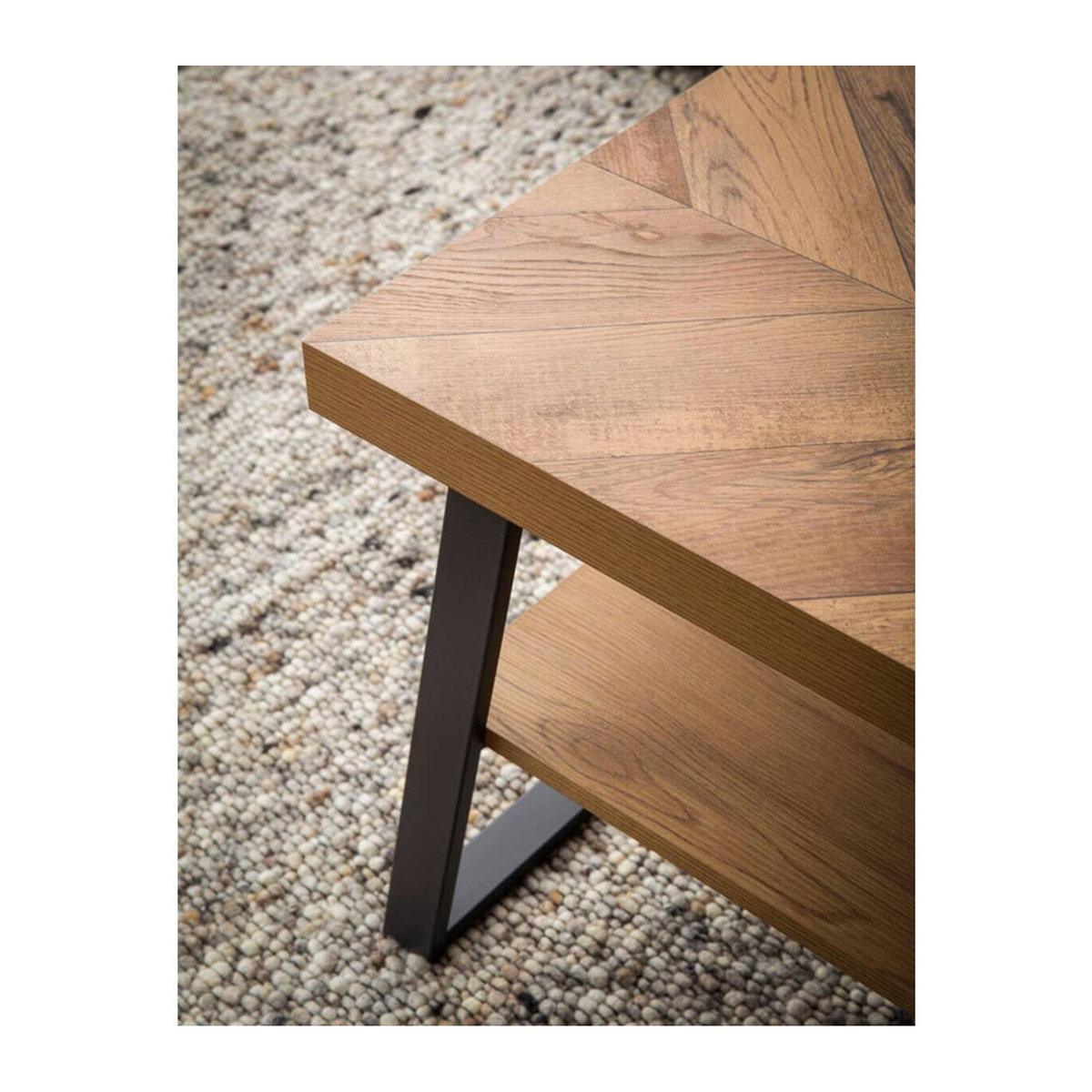 Wohnling Couchtisch Industrial Design aus Eiche Natur und Schwarz, B/H/T: 100 x 41 x 40 cm - Bild 2
