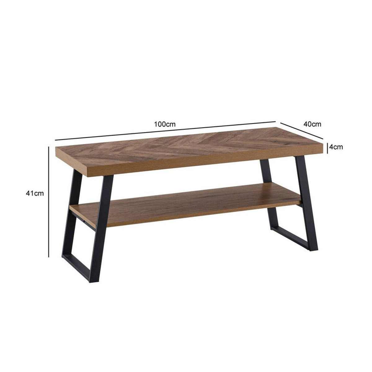 Wohnling Couchtisch Industrial Design aus Eiche Natur und Schwarz, B/H/T: 100 x 41 x 40 cm - Bild 4
