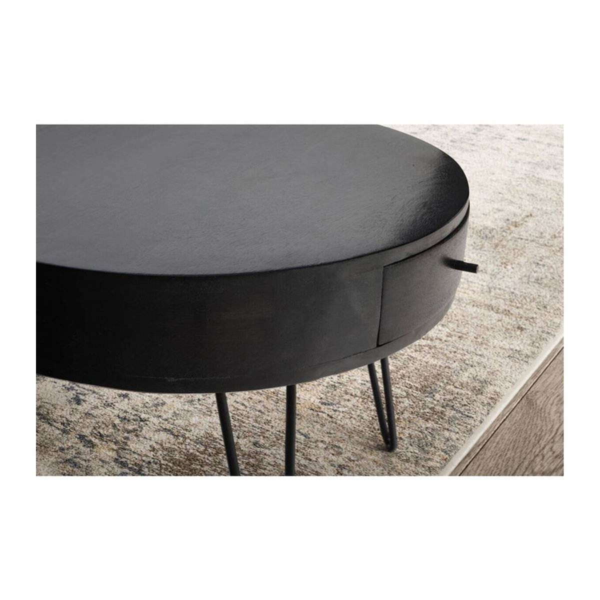 Wohnling Couchtisch Industrial Design aus Mango Massivholz und Metall Schwarz B/H/T: 60 x 43 x 60 cm - Bild 2