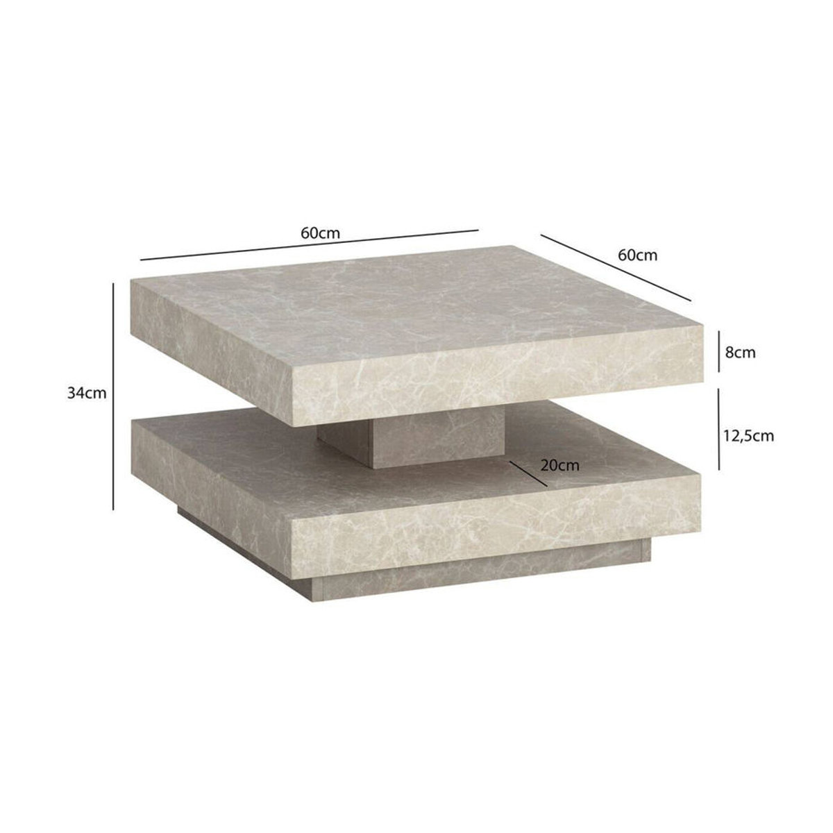 Wohnling Couchtisch Modern Beige B/H/T: 60 x 34 x 60 cm - Bild 4