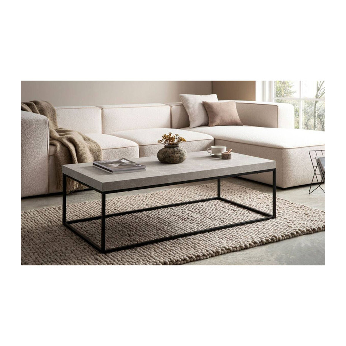 Wohnling Couchtisch Modern in Sandgrau B/H/T: 120 x 38 x 60 cm - Bild 3