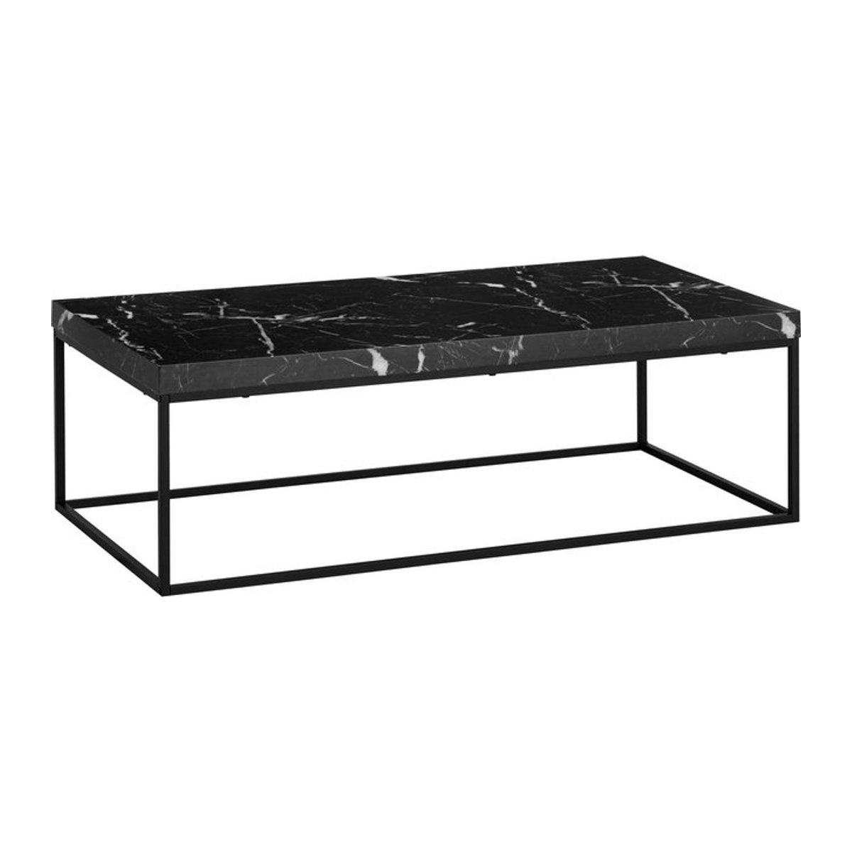 Wohnling Couchtisch Modern in Schwarz mit Marmor-Optik und Eisen, Rechteckig, B/H/T: 120 x 38 x 60 cm - Bild 1