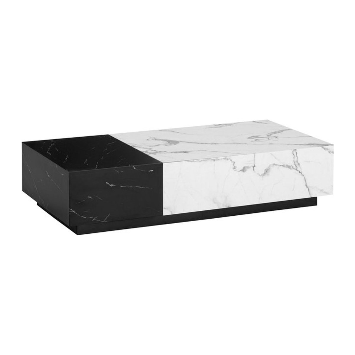 Wohnling Couchtisch modern in Schwarz und Weiß Marmor Optik B/T/H: 120 x 60 x 28 cm - Bild 1