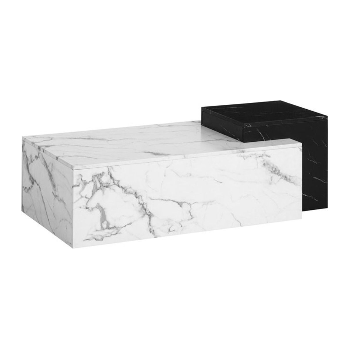 Wohnling Couchtisch Modern in Schwarz/Weiß mit Marmor-Optik, Rechteckig, B/H/T: 120 x 40 x 60 cm - Bild 1