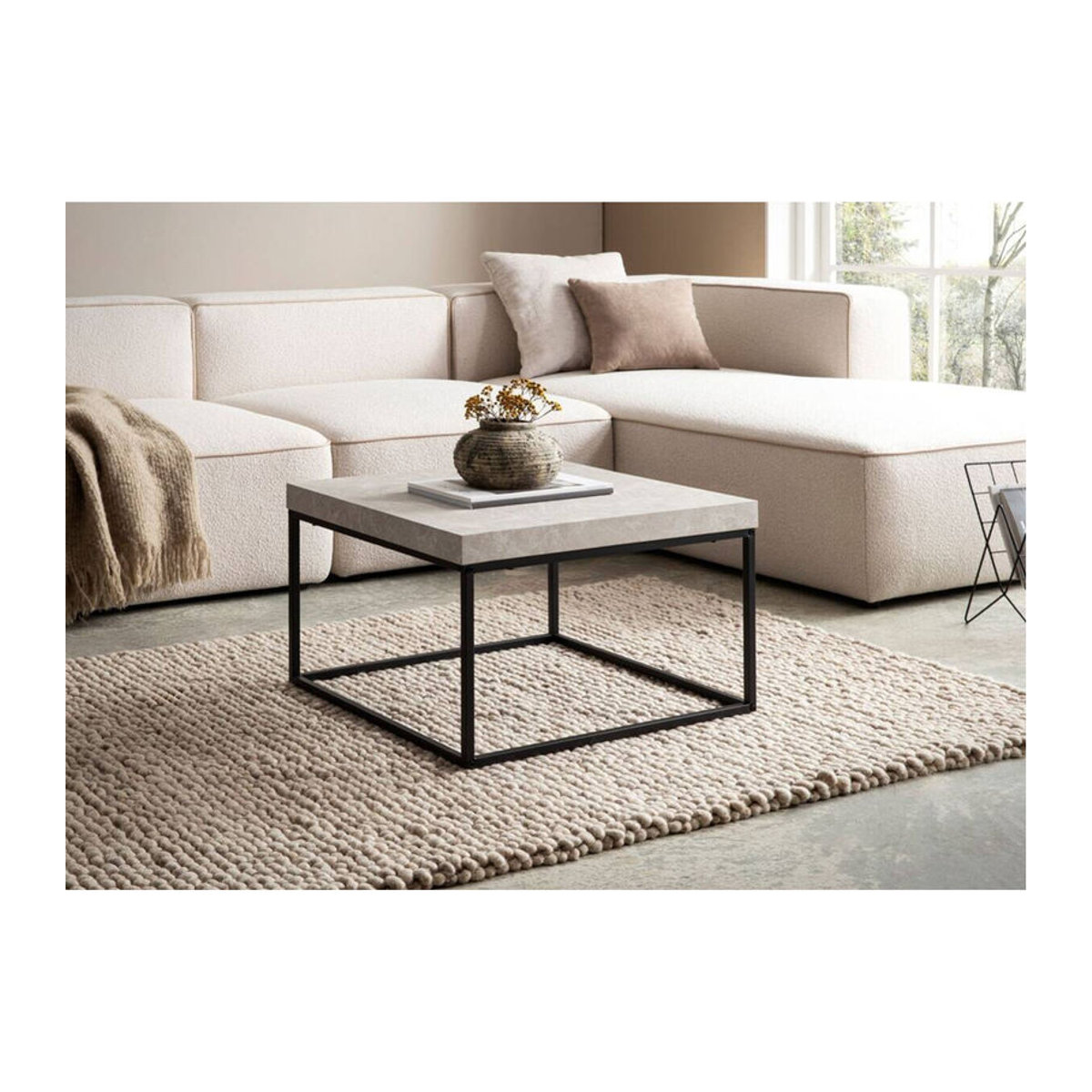Wohnling Couchtisch Modern Quadratisch in Marmor-Optik Grau B/H/T: 60 x 38 x 60 cm - Bild 2