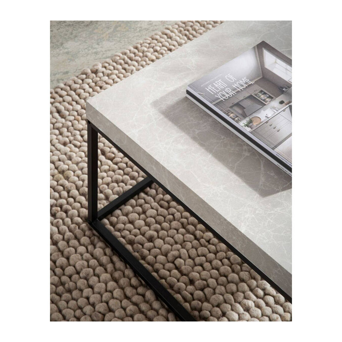 Wohnling Couchtisch Modern Quadratisch in Marmor-Optik Grau B/H/T: 60 x 38 x 60 cm - Bild 3