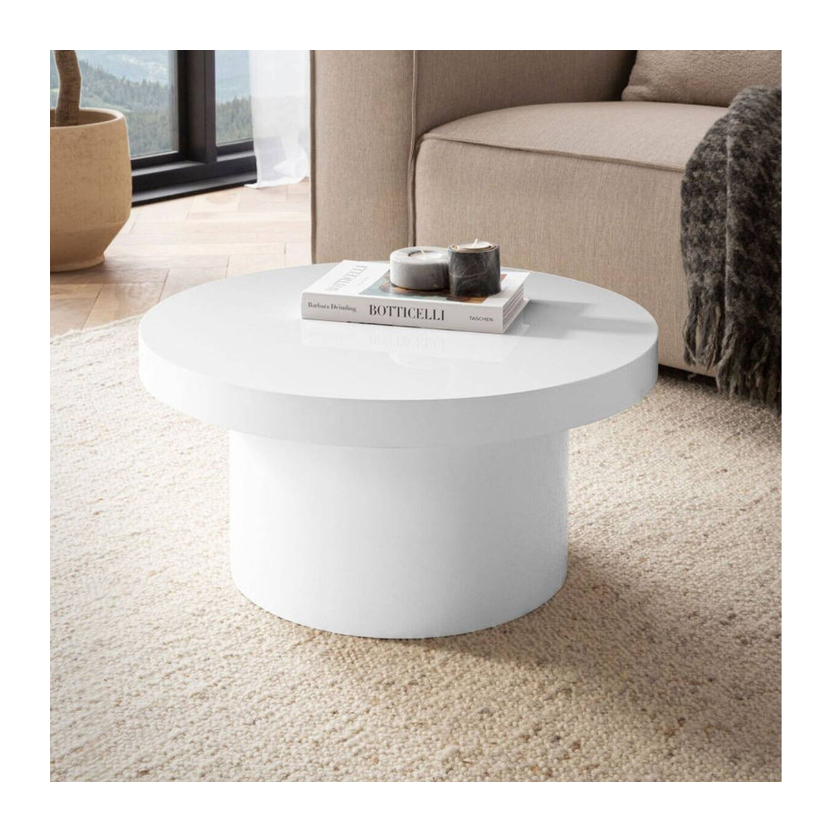 Wohnling Couchtisch rund in Weiß, modern und minimalistisch, B/H/T: 60 x 30 x 60 cm - Bild 2