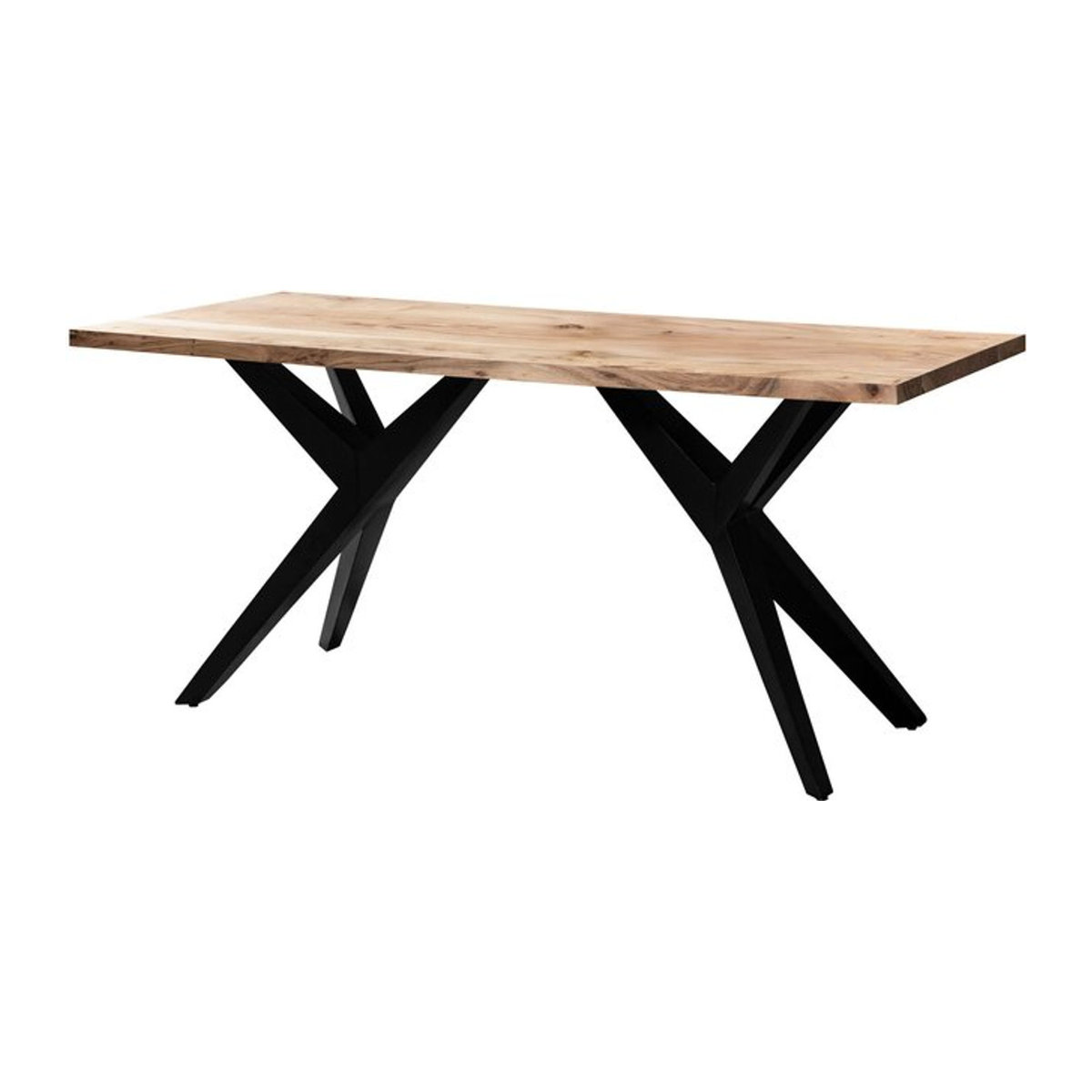 Wohnling Esstisch aus Massivholz Akazie und Metall im Industrial Design, Braun Natur, Rechteckig, B/H/T: 180 x 76 x 90 cm - Bild 1