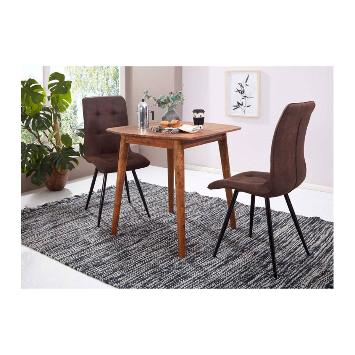 Wohnling Esstisch aus Massivholz in Natur, quadratisch, Skandinavisch, B/T/H: 80 x 80 x 80 cm - Bild 2