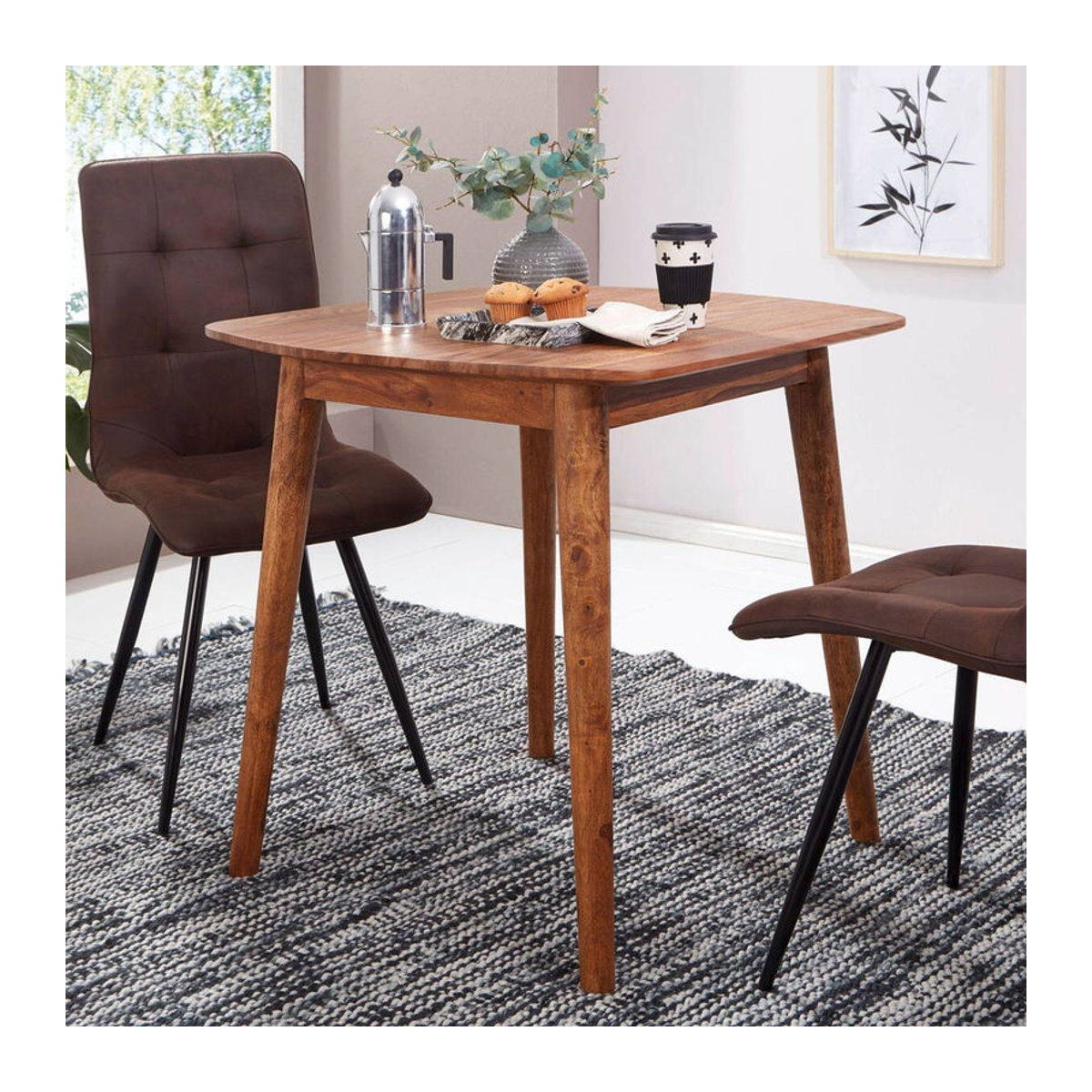Wohnling Esstisch aus Massivholz in Natur, quadratisch, Skandinavisch, B/T/H: 80 x 80 x 80 cm - Bild 4