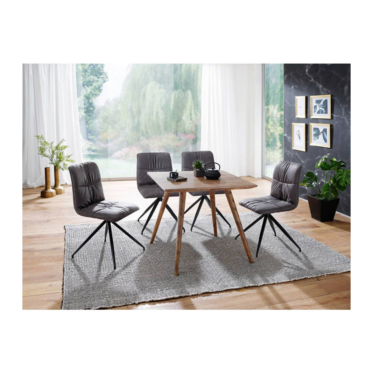 Wohnling Esstisch aus Massivholz in Natur, rechteckig, Landhaus und Skandinavisch Stil, B/T/H: 80 x 80 x 76 cm - Bild 2